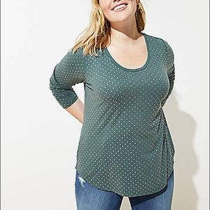 LOFT Plus Shimmer Dot Long Sleeve Shirttail Tee